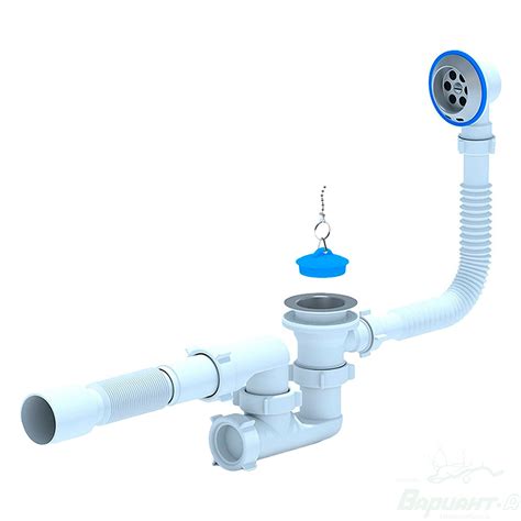 Сифон Ани E255 для ванны (1 1/2"- 40) с гибкой трубой 40*50 - Отводная ...