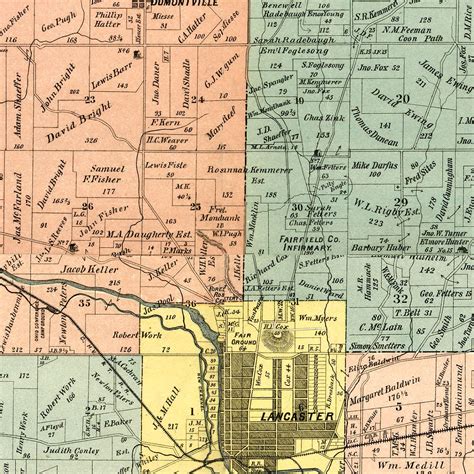 Vintage Map Of Fairfield County Ohio 1889 By Teds Vintage Art