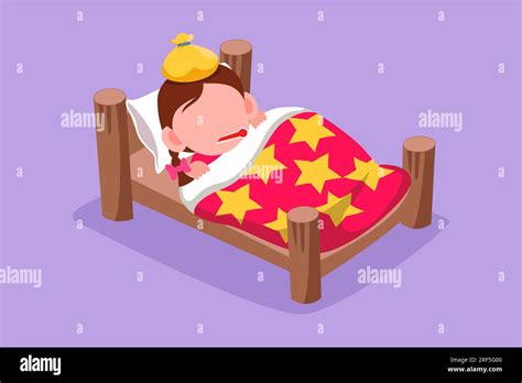 Character Flat Drawing Sick Little Girl With High Fever Child Is Sick