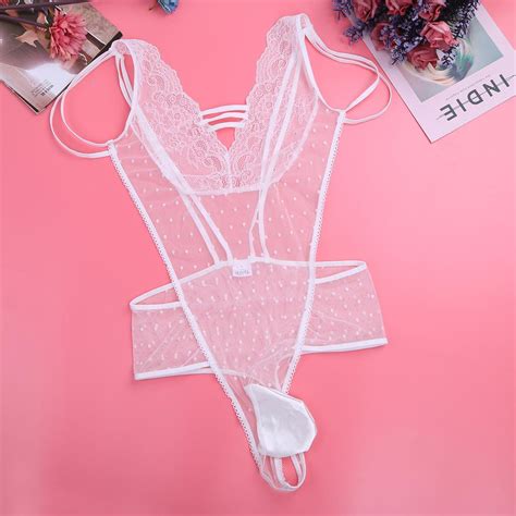 Buy Gay Mens One Piece Lace Lingerie Mesh See Through Bodysuit Jumpsuit Nightwear Sleepwear At