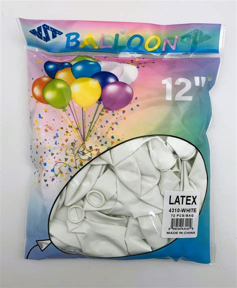 12 LATEX BALLOON PLAIN 72PCS PACK WHITE Almacen Navideño