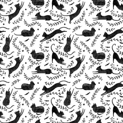 Black Cat Pattern Julianna Swaney Cat Pattern Wallpaper Cat