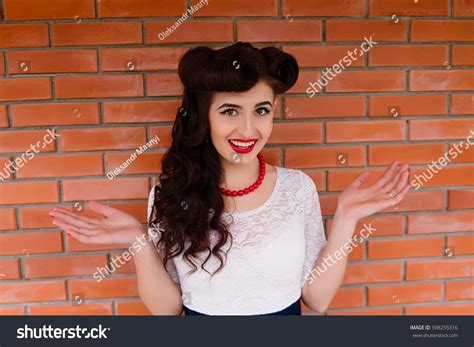 Stylish Beautiful Brunette Girl Wearing Pin Stock Photo Shutterstock