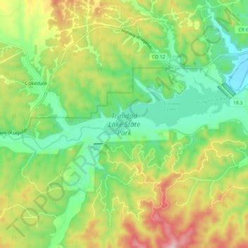Trinidad Lake State Park topographic map, elevation, terrain