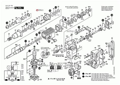 Запчасти для перфоратора Bosch GBH 8 DCE деталировка 1 (0611231703 ...