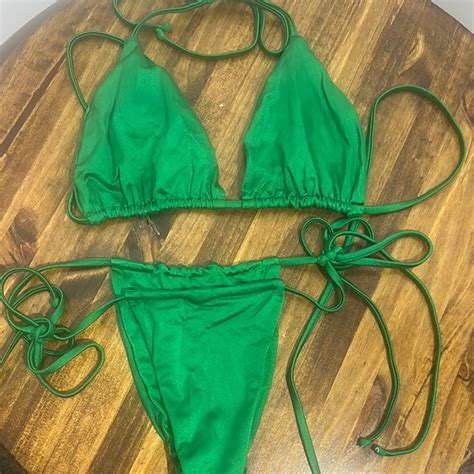 Swim Emerald Green Triangle Bikini With Adjustable Tiesides Poshmark