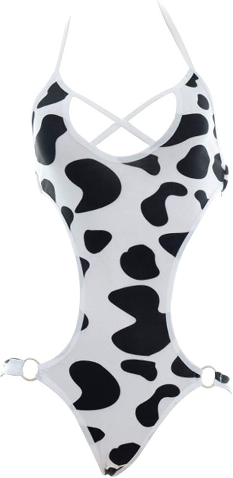 Yomorio Womens Sexy Anime Cow Bikini Lingerie Lolita Japanese Cosplay Underwear Front Cross
