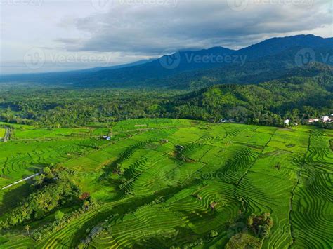 The Beauty Of The Morning Panorama With Sunrise In Indonesia Village