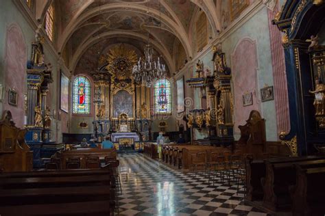 Old Church In Krakow Poland With People Inside Editorial Stock Photo