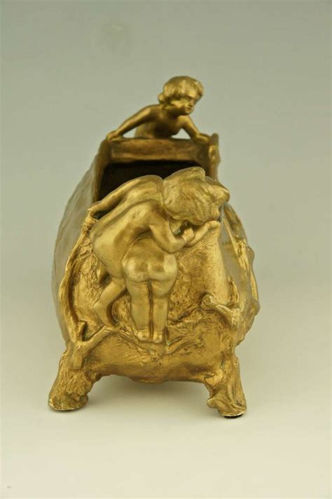 Art Nouveau Gilt Bronze Jardiniere With Nude By Charles Korschann At 1stDibs