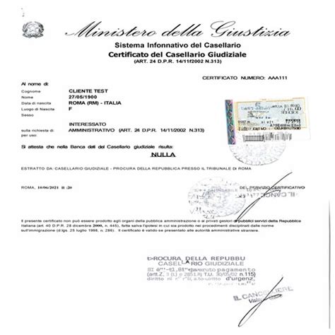 Fac Simile Certificato Casellario Giudiziale