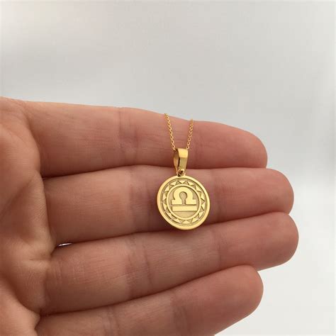 14k Solid Gold Libra Zodiac Necklace Personalized Libra Zodiac Pendant