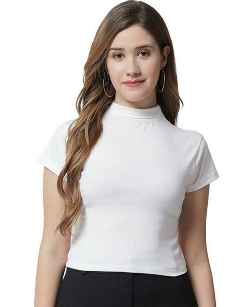 Buy Trislin Women White Solid Cotton Single Top S Online At Best