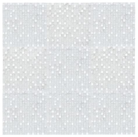 X Square White Carrara Marble White Crackle Glass Mosaic Tile