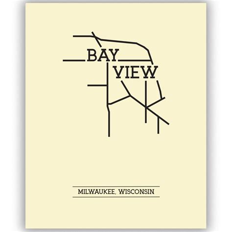 bay view milwaukee wisconsin neighborhood map  wall art etsy