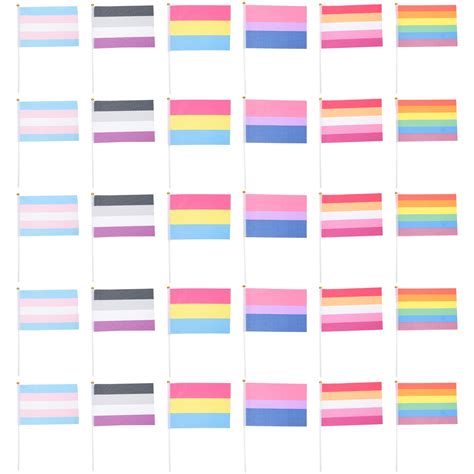 Nuolux Flag Flags Pride Rainbow Gayhand Stick Mini Held Small Progress Lgbtqbanner Party