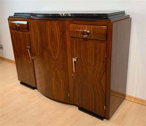 Art Deco Sideboard Walnut Veneer Nickel Fittings France Circa 1930