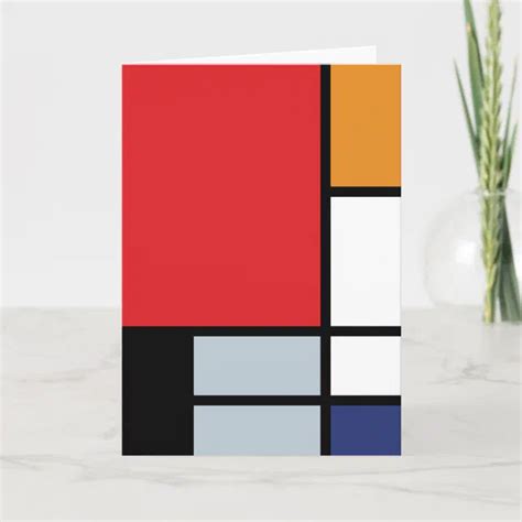 Carte Piet Mondrian Composition Avec Grand Plan Rouge Zazzle Fr