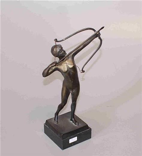 Lot Mid Th Century Bronze Sculpture Of Male Nude With Bow And Arrow