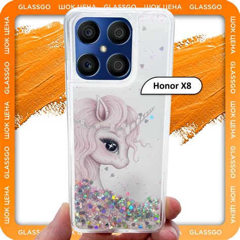 Чехол силиконовый переливашка с рисунком единорог на Huawei Honor X8 ...