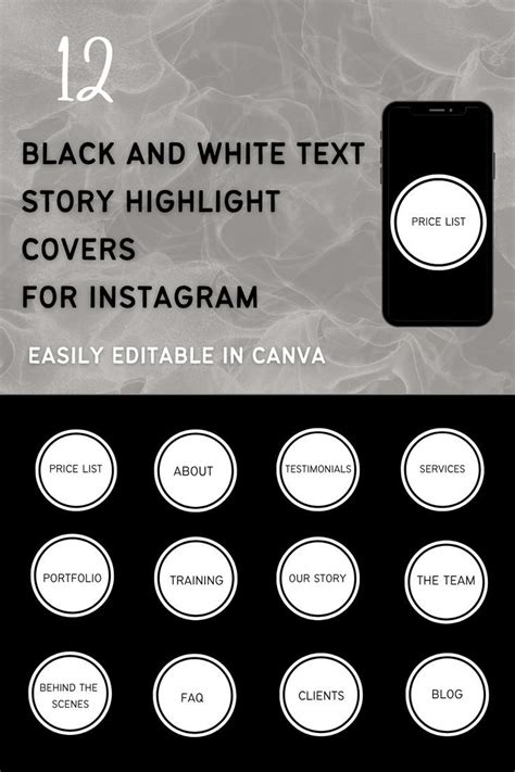 black and white text covers for instagrams, including an image of a ...