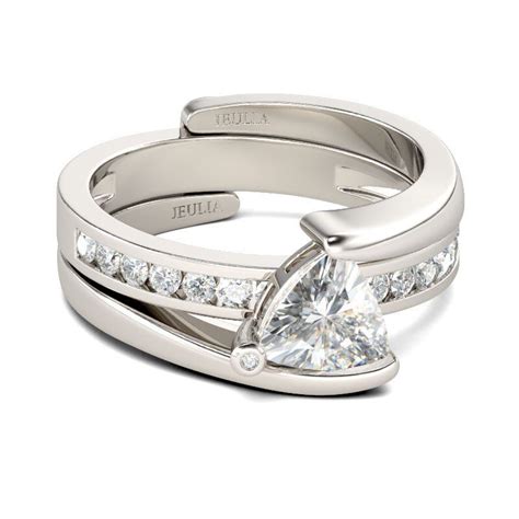 Jeulia Bypass Trillion Cut Sterling Silver Ring Set Jeulia Jewelry