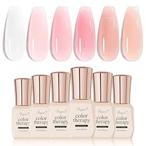 Amazon SHOYUM Icy Jelly Nude Pink Gel Nail Polish Set Of 6 Transparent Milky White Colors