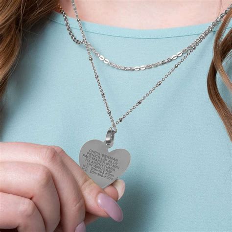 Heart Stainless Steel Medical ID Necklace | Lauren's Hope