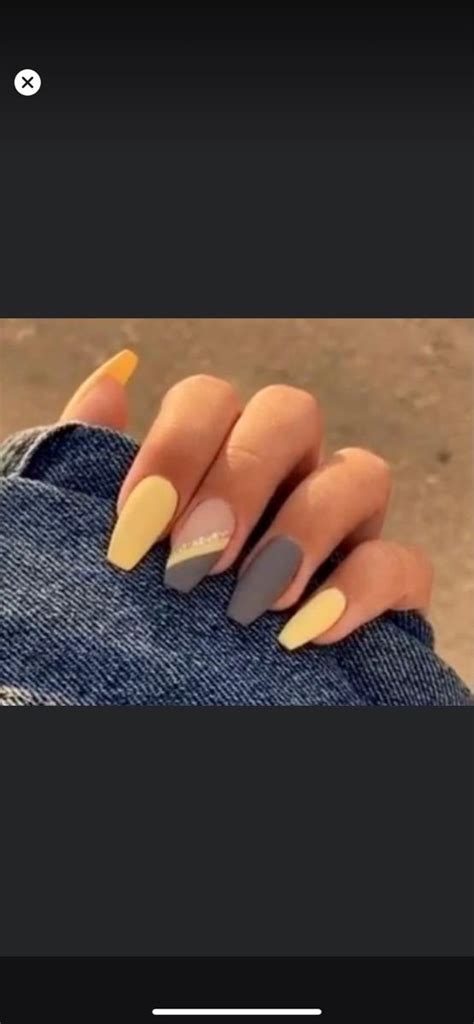 Yellow And Grey Nails Yellow Nails Grey Nail Designs Gray Nails