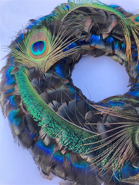 Plucking Fabulous Peacock Feather Wreath Decorative Natural Handmade In