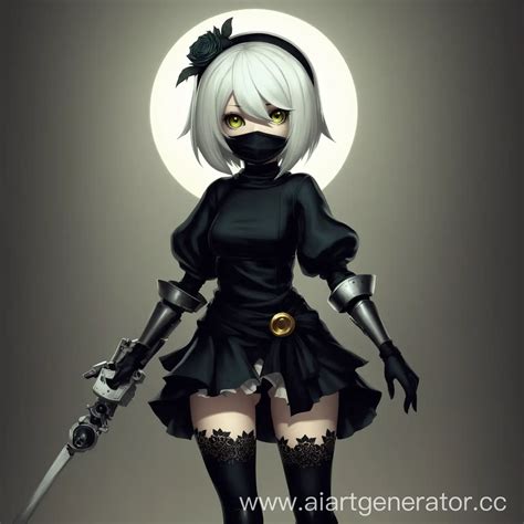 Seductive Nude B From Nier Poses Perfectly Under Waterfall AI Art Generator