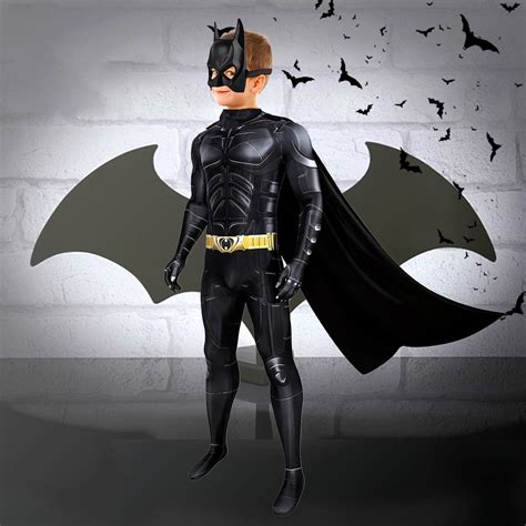 Bat Superhero Costume for Kids, Bat Jumpsuit Mask Cape Suit Knight