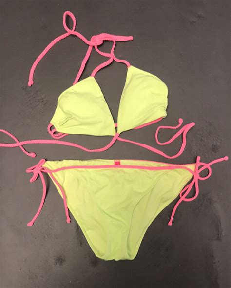 Victorias Secret Neon Green Pink Bikini Gem