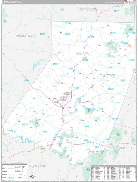 Indiana County, PA Wall Map Premium Style by MarketMAPS - MapSales