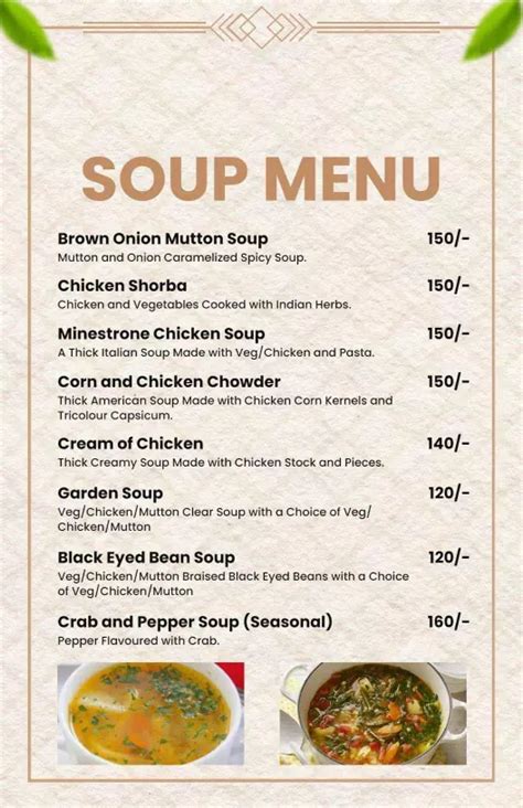Soup Menu Templates Customize And Download Free