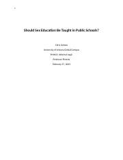 The Debate On Sex Education In Public Schools Course Hero