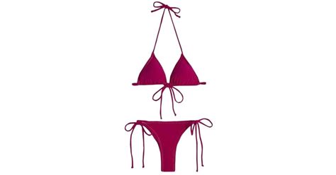 Reina Olga Tied Triangle Bikini In Purple Lyst