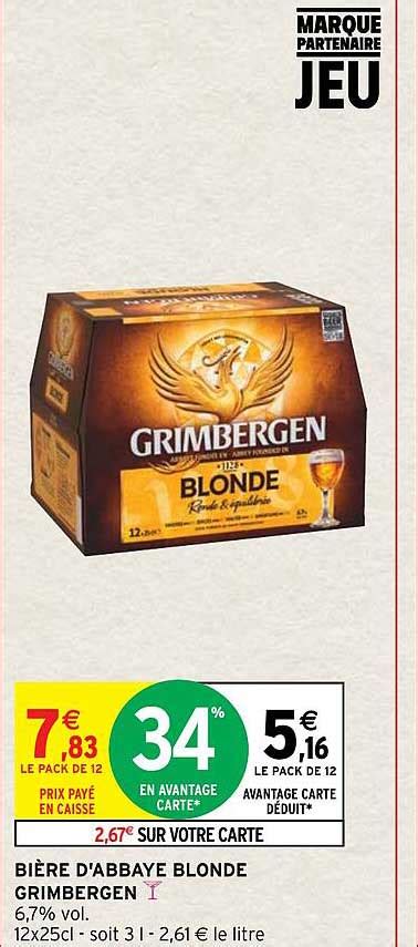 Offre Bière D abbaye Blonde Grimbergen chez Intermarche Hyper