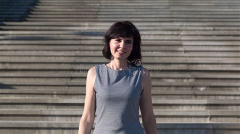 Brunette In Striped Shirt Stock Image Image Of Person