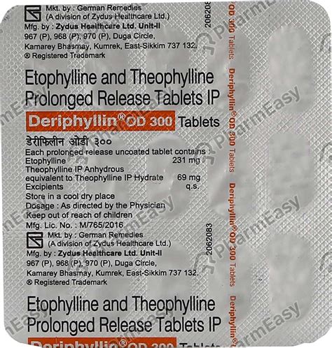 Deriphyllin Od 300mg Strip Of 15 Tablets Uses Side Effects Price