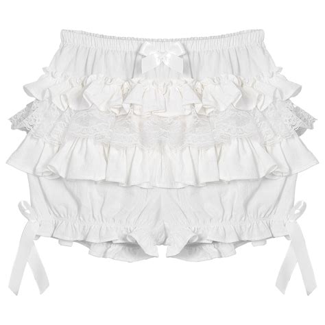 Iiniim Women Ruffle Tiered Bloomers Pumpkin Shorts Lace Trim Frilly Hot