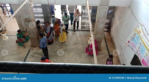 Indian Village People Crowd At Government Hospital Reception Queue In