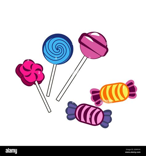 sweet candy lollipops  chocolates  packaging isolated  white