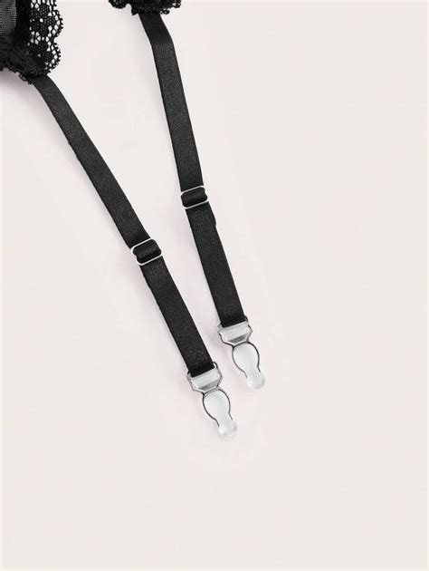 Classic Sexy Floral Lace Underwire Garter Corset Lingerie Set With Pair Stocking For Sale