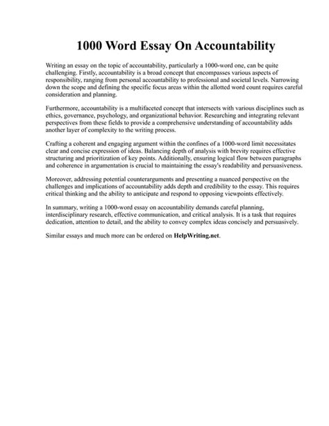 Word Essay On Accountability Pdf