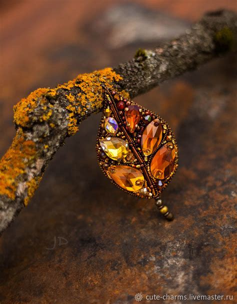 Orange and Yellow Beaded Brooch