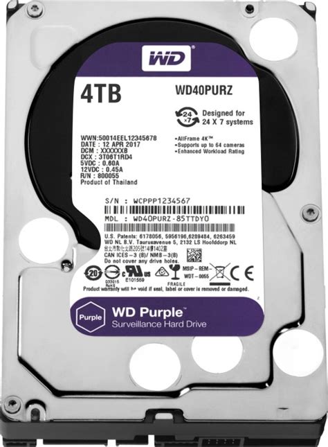 Western Digital WD Purple 4TB, 24/7, 512e / 3.5" / SATA 6Gb/s (WD40PURZ ...