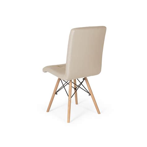Cadeira Eiffel Gomos Estofada Base Madeira Nude