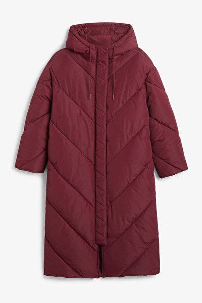 Long Puffer Coat Burgundy Coats Monki No Long Puffer Coat