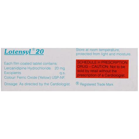 Lotensyl 20 Tablet 10s Price Uses Side Effects Composition Apollo